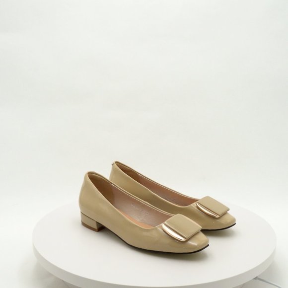 Women's Genuine Patent Leather Flats Low Block Heel Slip On Size 6.5 - Picture 6 of 13